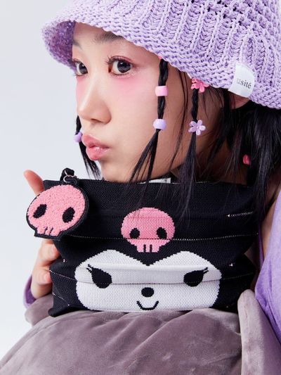 JOSEPH & STACEY Lucky Pleats Knit Clutch S Kuromi Rich_Black