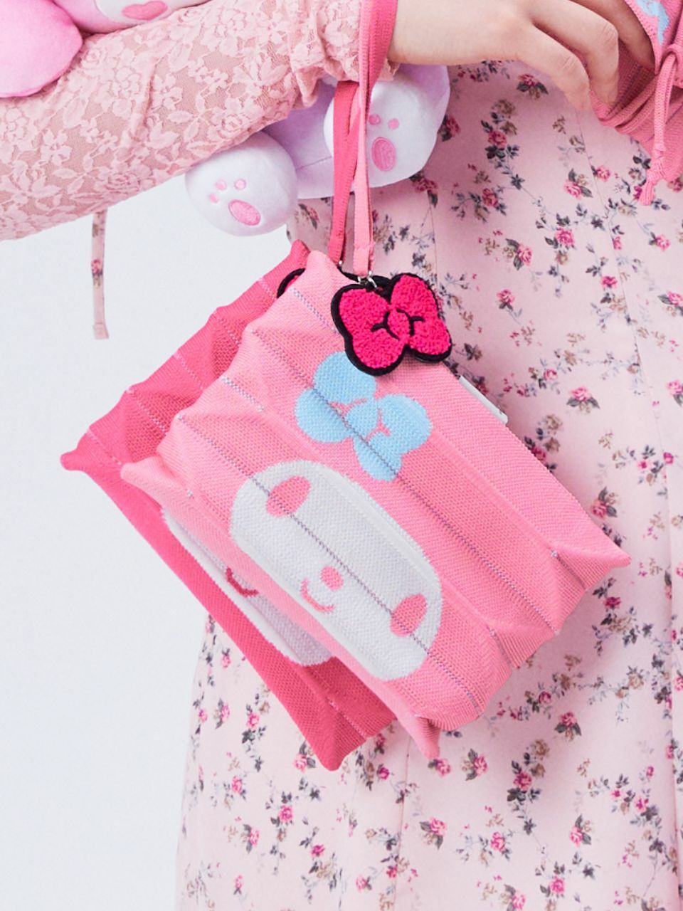 JOSEPH & STACEY Lucky Pleats Knit Clutch S My Melody Pink Punch