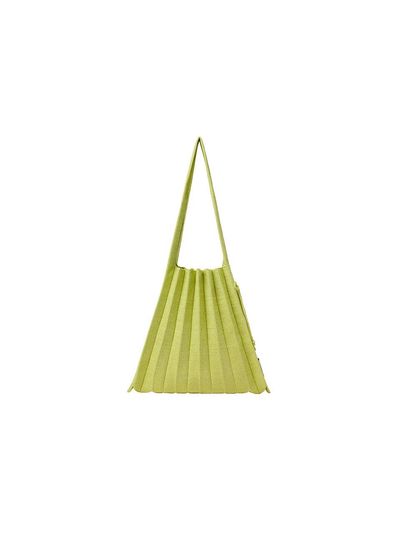 JOSEPH & STACEY Lucky Pleats Knit Medium Starry Pattern Bag [GREEN]