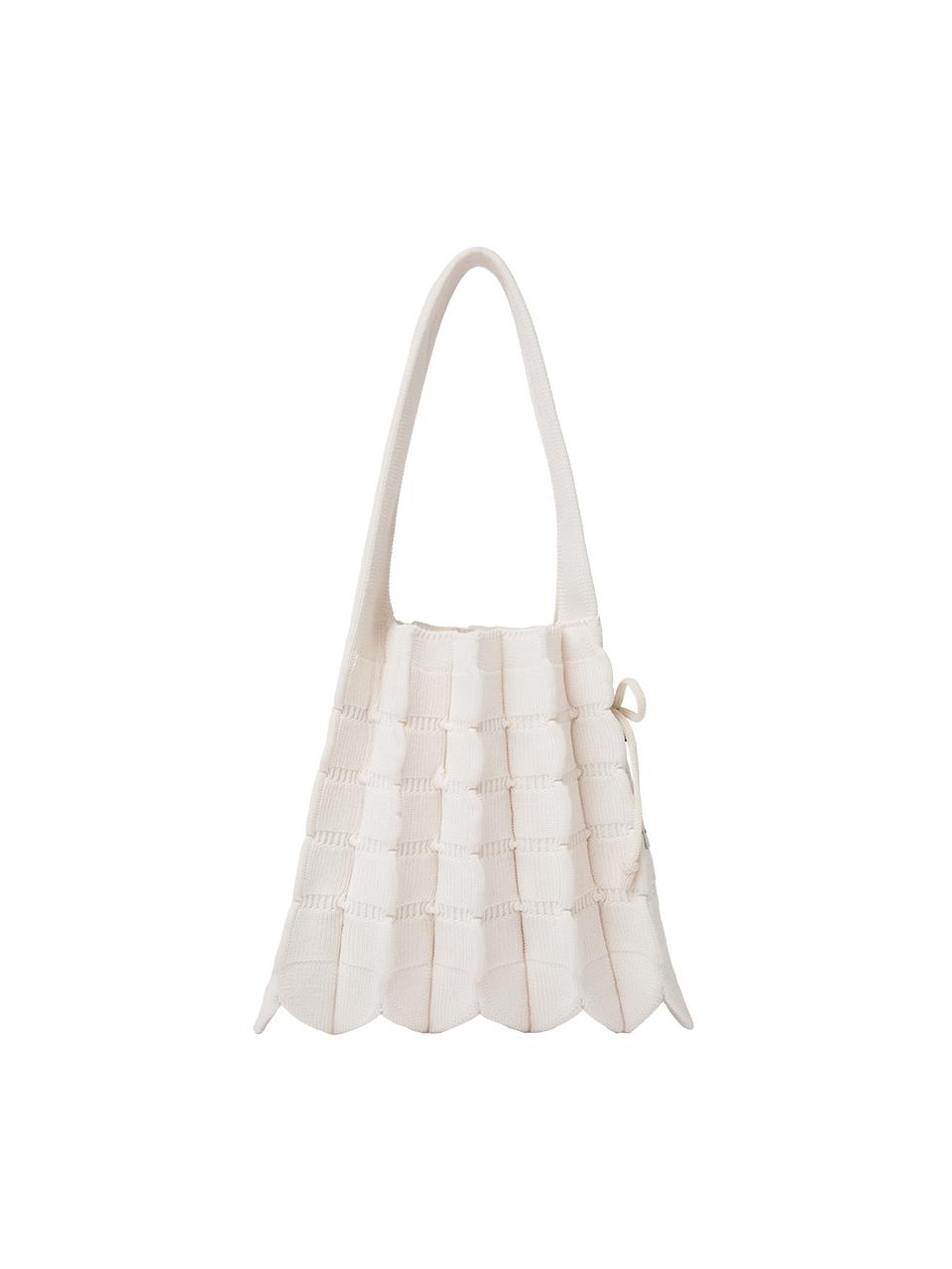 JOSEPH & STACEY Pleated Recycled Anti-stretch Knit Bag [Cream beige]
