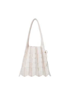 JOSEPH & STACEY Pleated Recycled Anti-stretch Knit Bag [Cream beige]