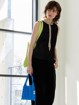 JOSEPH & STACEY Recycled Polyester Pleated Knit Bag [Blue]