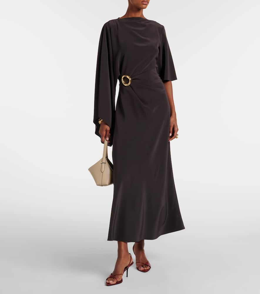 satin twill midi dress Joya satin twill midi dress in brown - Joseph