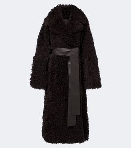 Joseph Joseph Magnus leather-trimmed shearling wrap coat