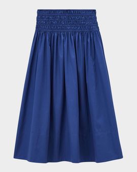 Joseph Leonie Smocked Cotton Midi Skirt