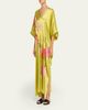 Josie Natori Floral-Embroidered Silk Caftan - 4