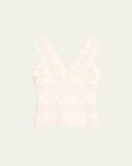 Josie Natori V-Neck Floral Lace Tank