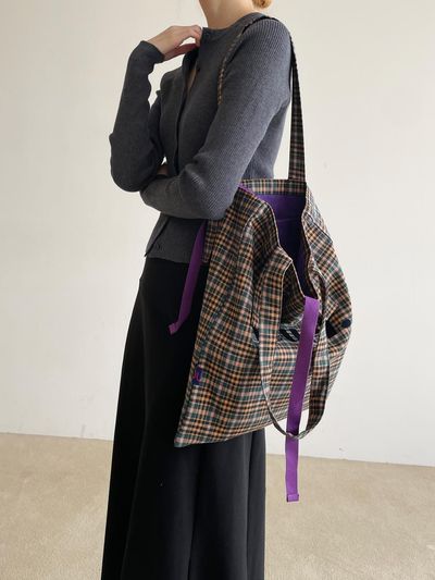 JOUER Autumn Check Basic Bag. Pink