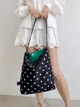 JOUER Feather Shoulder Dot Canvas Bag
