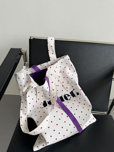 JOUER JOUER. Canvas Dot Basic Bag. Black/ Red