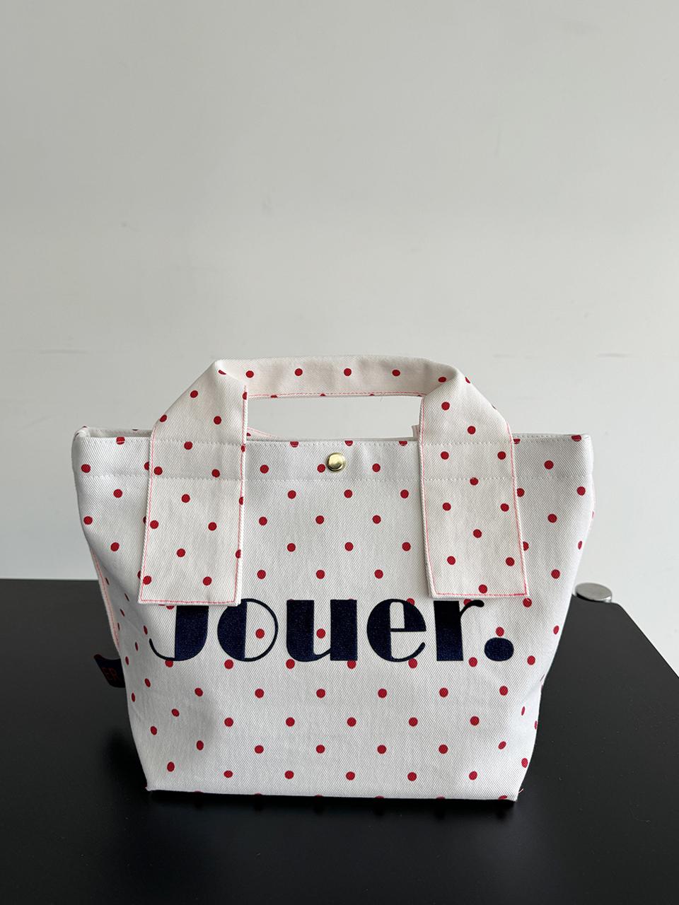 JOUER JOUER. Small Tote Red Dot / Black Dot