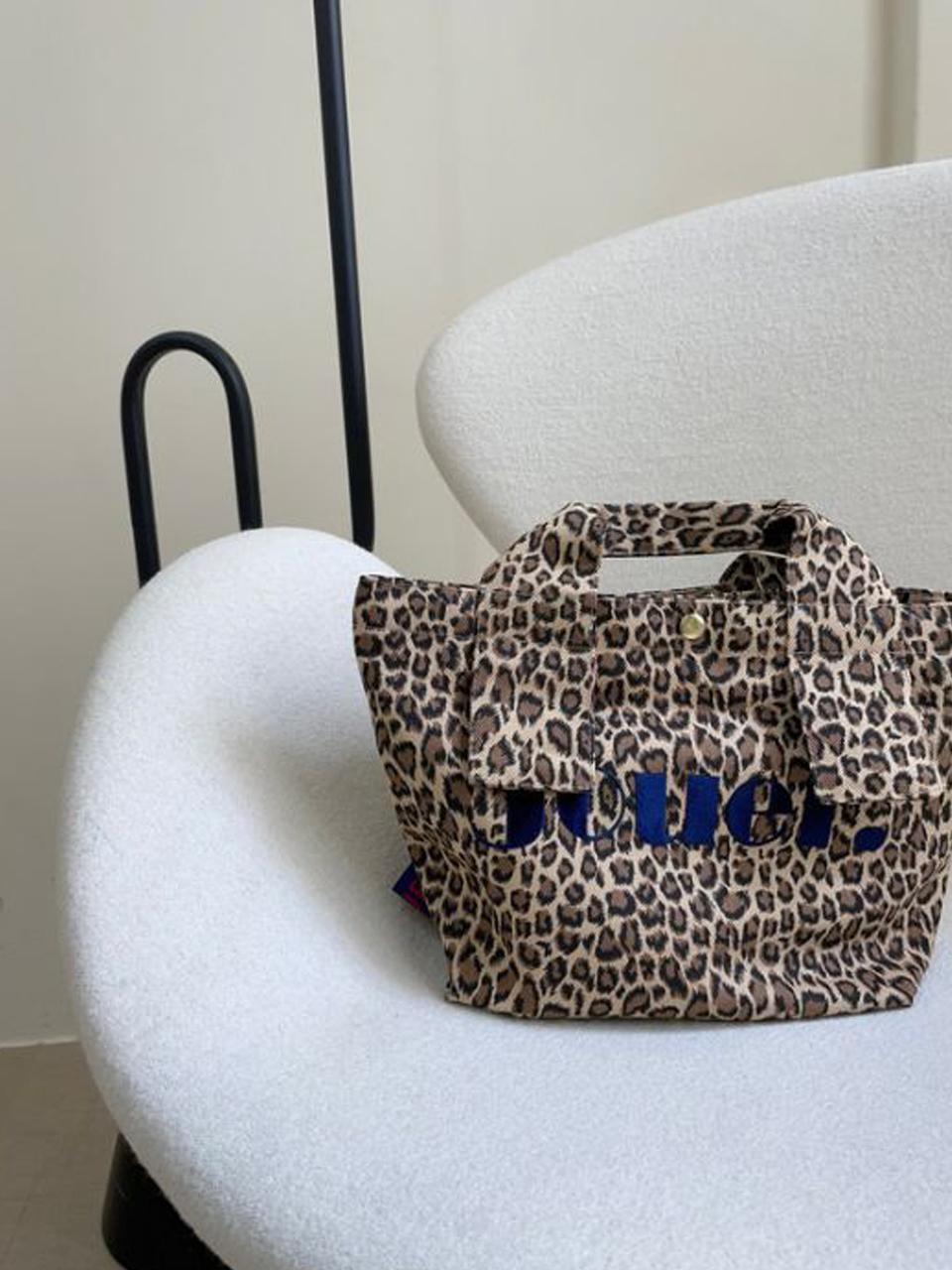 JOUER Small tote bag. leopard brown