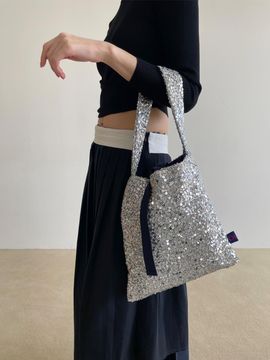 JOUER Spangle padding Mini Bag. Silver
