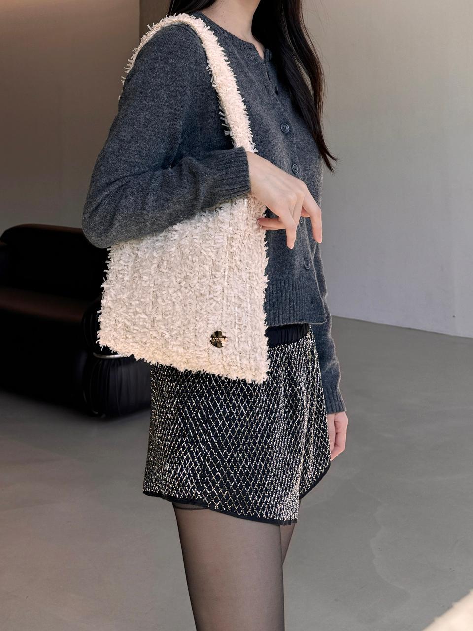 JOUER Tweed Padding Mini Skirt [beige]