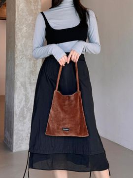 JOUER Velvet Ribbed Cotton Mini Bag [Cappuccini]