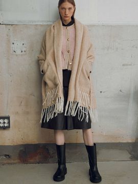 JOY GRYSON Baby Alpaca Blend Shawl Cardigan_Beige