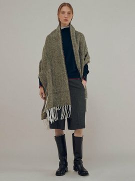 JOY GRYSON Baby Alpaca Blend Shawl Cardigan_Khaki
