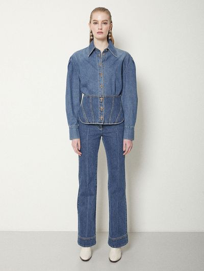 JOY GRYSON Bell bottoms Denim Pants (Blue)