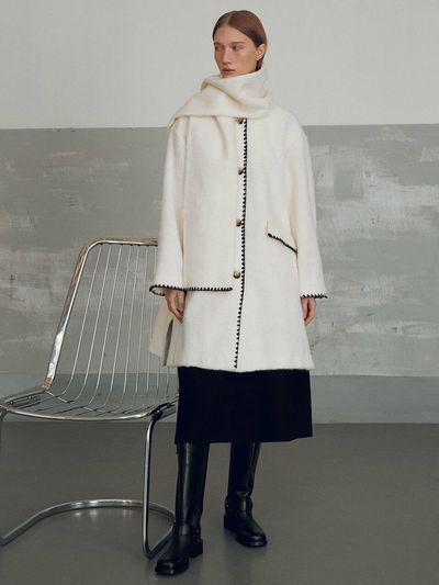 JOY GRYSON Boucle Coat With Muffler