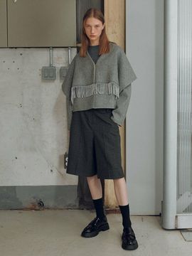JOY GRYSON Cape Crop Handmade Jacket_Gray