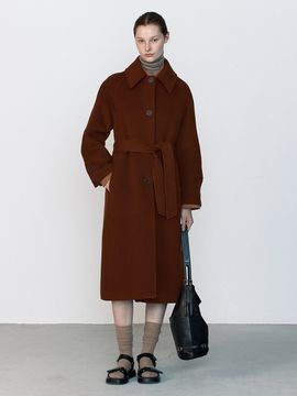 JOY GRYSON Cashmere Belted Coat_Wood Brown