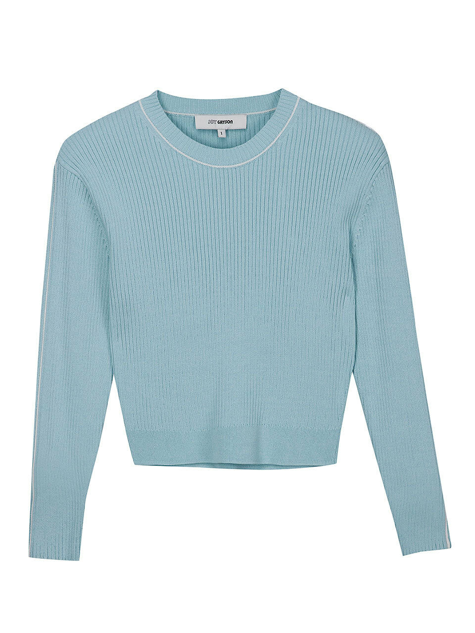 JOY GRYSON Color Tipping Knit Crop Top (Lupin Blue)