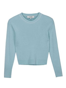 JOY GRYSON Color Tipping Knit Crop Top (Lupin Blue)