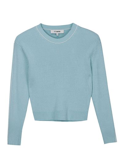 JOY GRYSON Color Tipping Knit Crop Top (Lupin Blue)