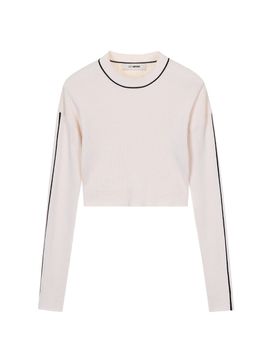 JOY GRYSON Color Tipping Knit Crop Top (Natural)