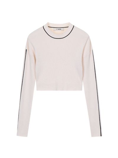 JOY GRYSON Color Tipping Knit Crop Top (Natural)