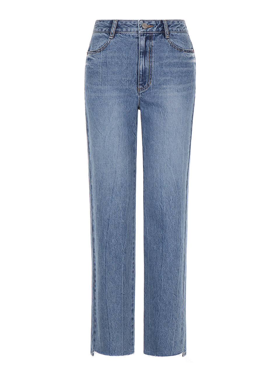 JOY GRYSON Crinkle Washing Denim Jeans (Blue)