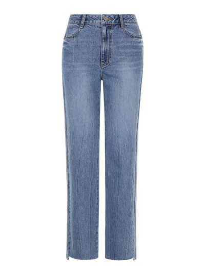 JOY GRYSON Crinkle Washing Denim Jeans (Blue)