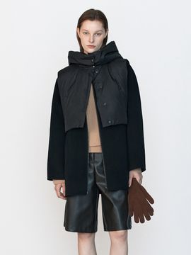JOY GRYSON Detachable Hood Down Vest and Cashmere Blend Coat