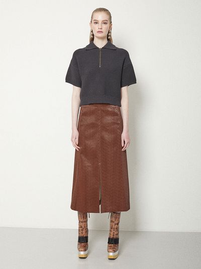 JOY GRYSON Eco-leather Skirt (Mahogany)