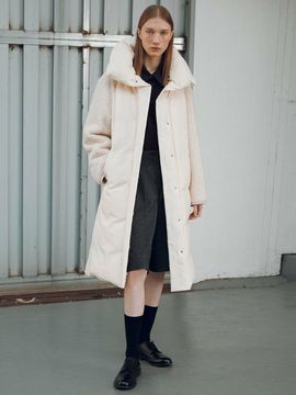 JOY GRYSON Eco Shearing Block Down Coat _Cream