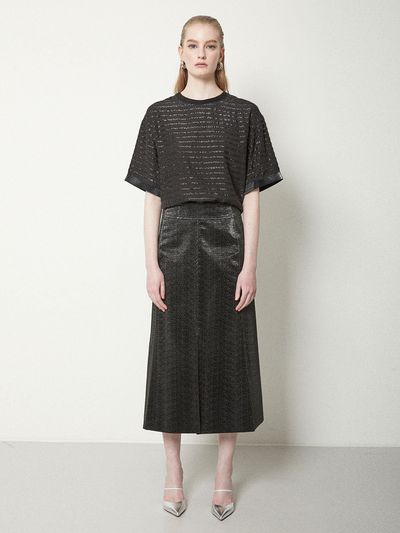 JOY GRYSON Metallic Stripe Top (Black)