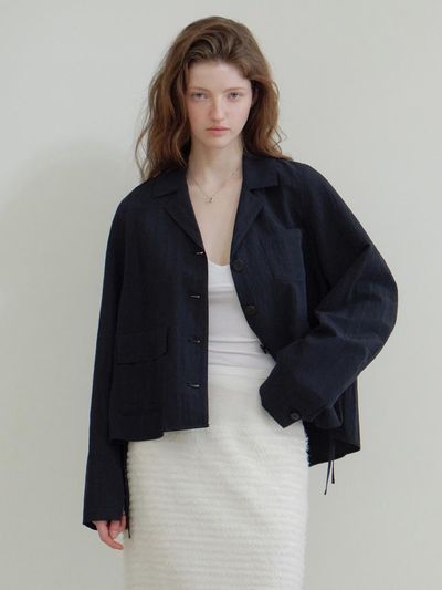JOY GRYSON Nylon String Cropped Lightweight Jacket (KW5SJ5040_23)