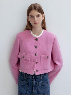 JOY GRYSON Pink Tweed Crop Jacket KW2AJ7030_72