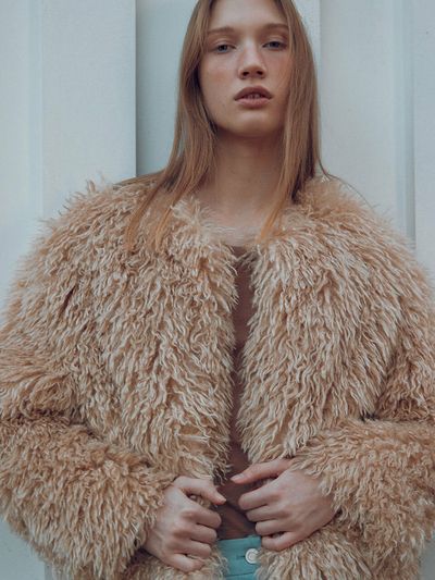 JOY GRYSON Puffy Eco Fur Jacket_Beige