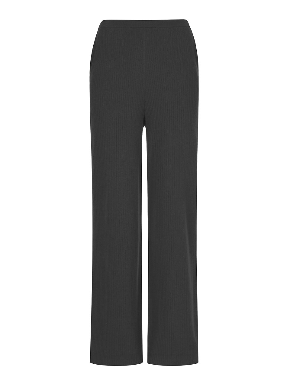 JOY GRYSON Pull on Wide Leg Ribbed Pants (Black)
