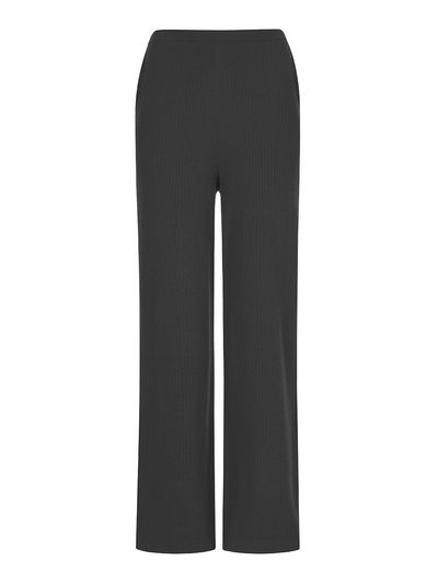 JOY GRYSON Pull on Wide Leg Ribbed Pants (Black)