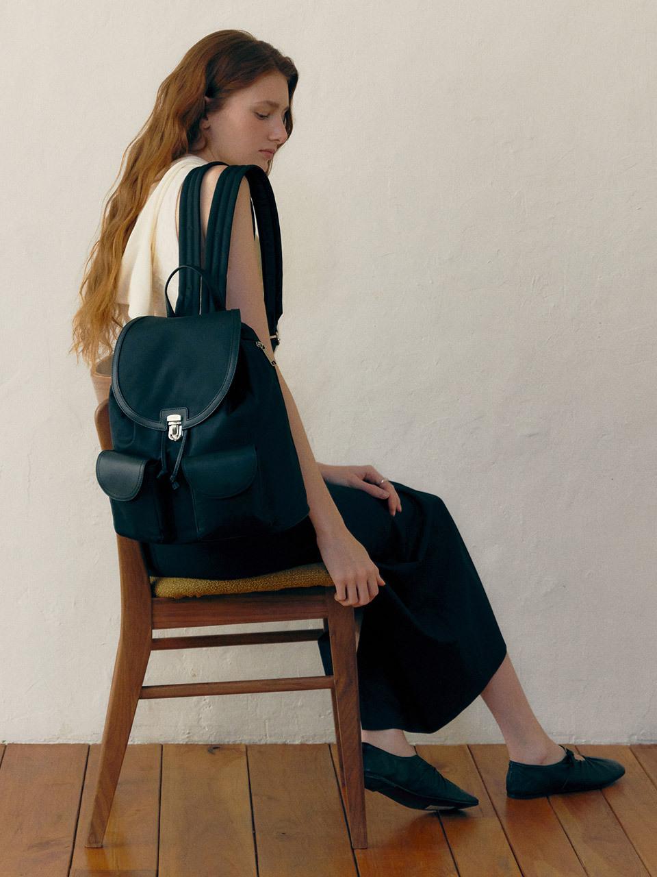 JOY GRYSON Round Flap Nylon-Leather Large Backpack (LW5SC2970_10)