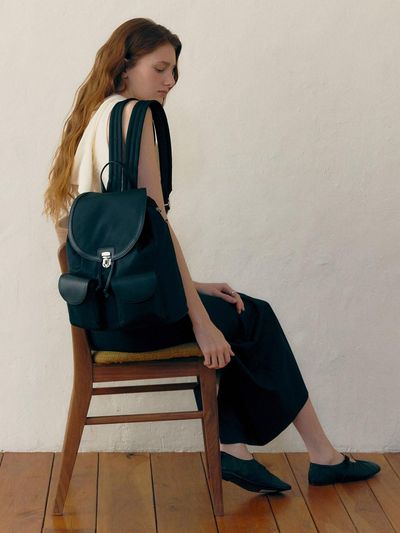 JOY GRYSON Round Flap Nylon-Leather Large Backpack (LW5SC2970_10)