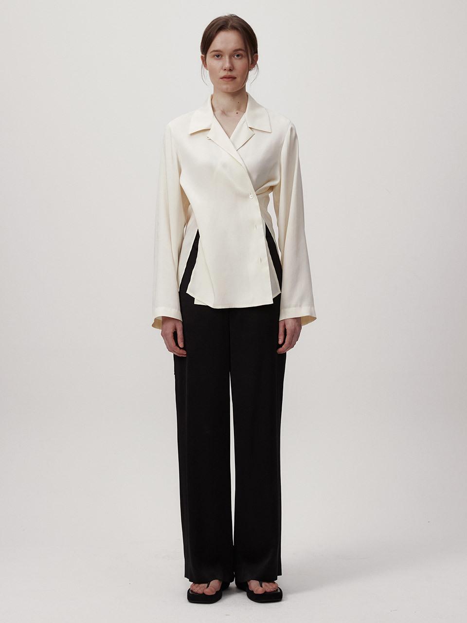 JOY GRYSON Satin Wide Leg Pants -  Black