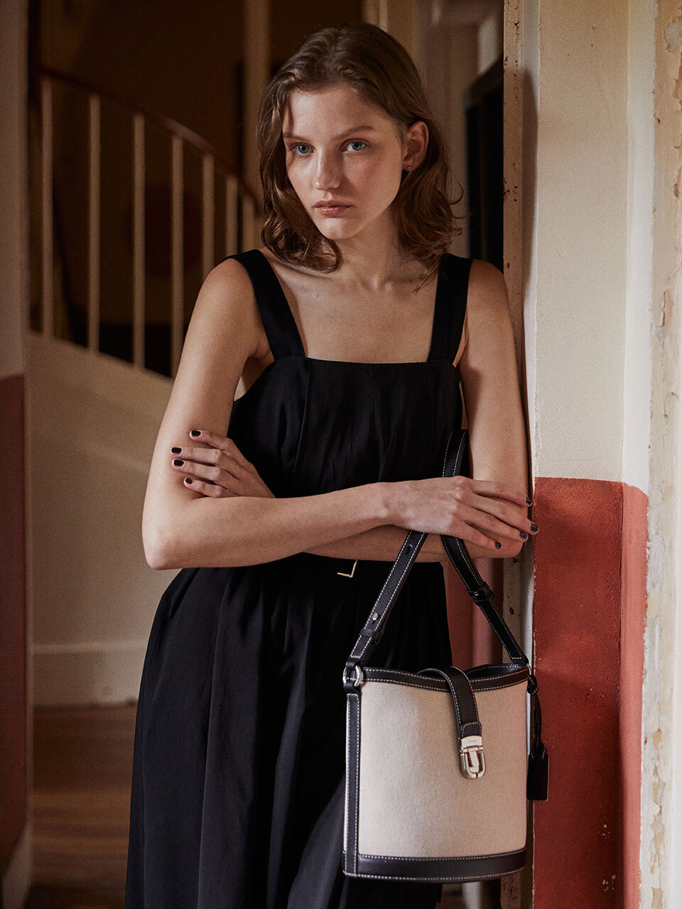 JOY GRYSON Serendipity Bucket Bag Small Canvas_Black
