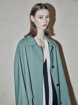 JOY GRYSON Single-breasted Wool Car Coat (Khaki)