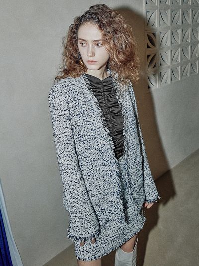 JOY GRYSON Slim Tweed Jacket (Black and Multi)