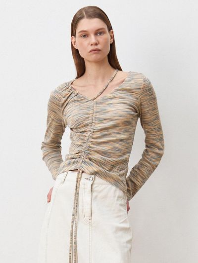 JOY GRYSON Slit Detail Unbalance T-Shirt KW4SE1510_I2