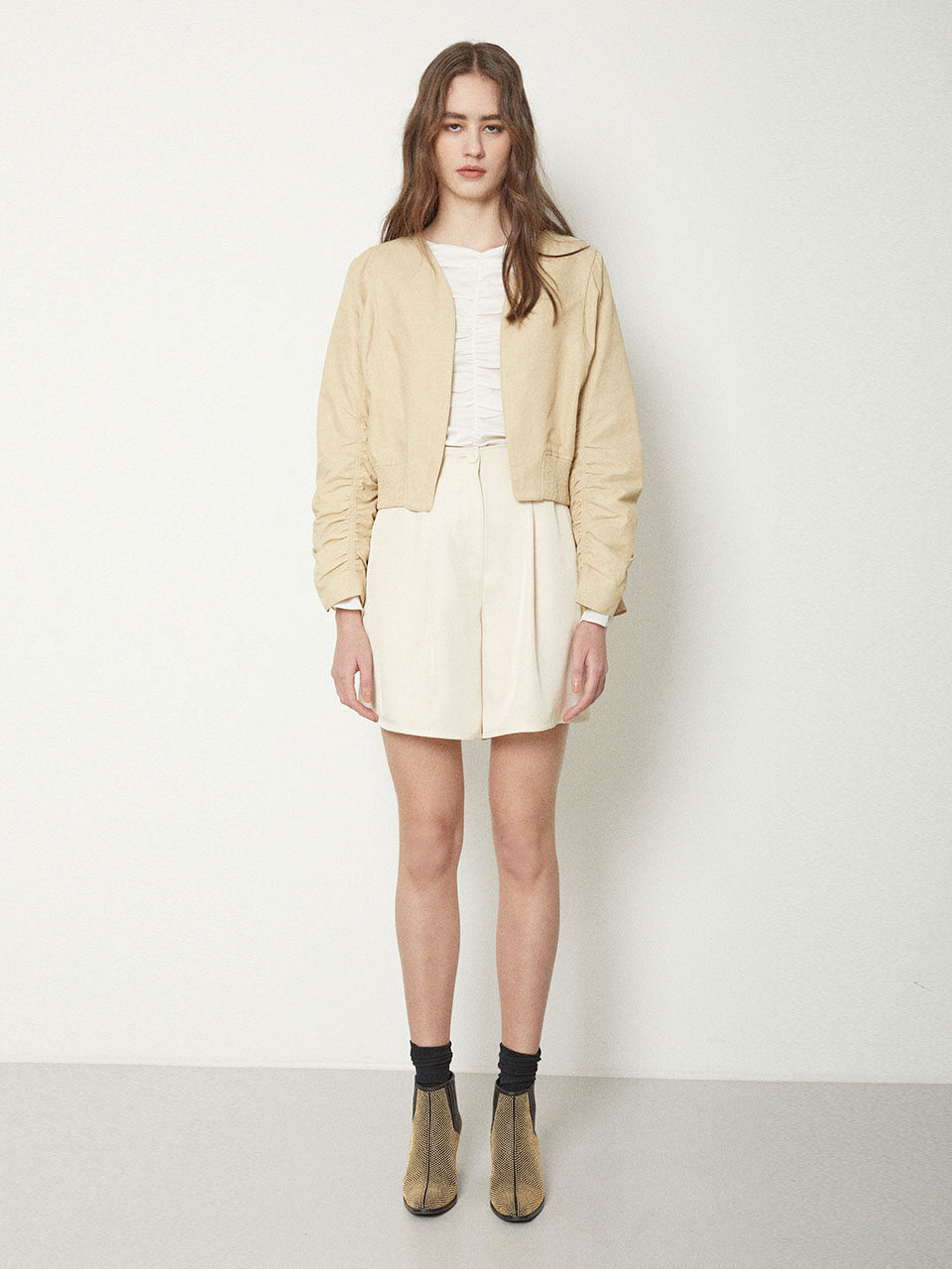JOY GRYSON Twill One Tuck Short Pants