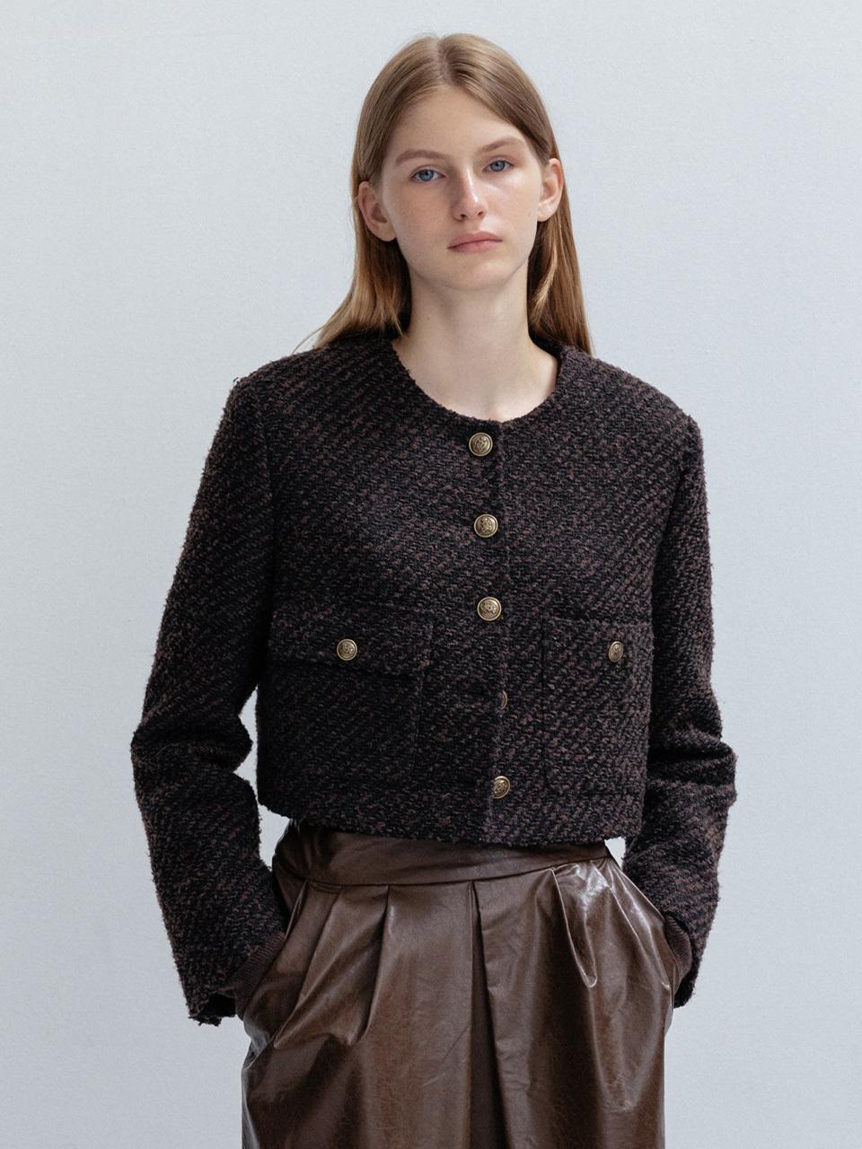JOY GRYSON Two-tone Tweed Crop Jacket KW2AJ7040_93